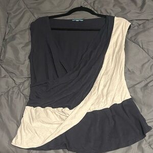 Elegant Two-Tone Women's Blouse